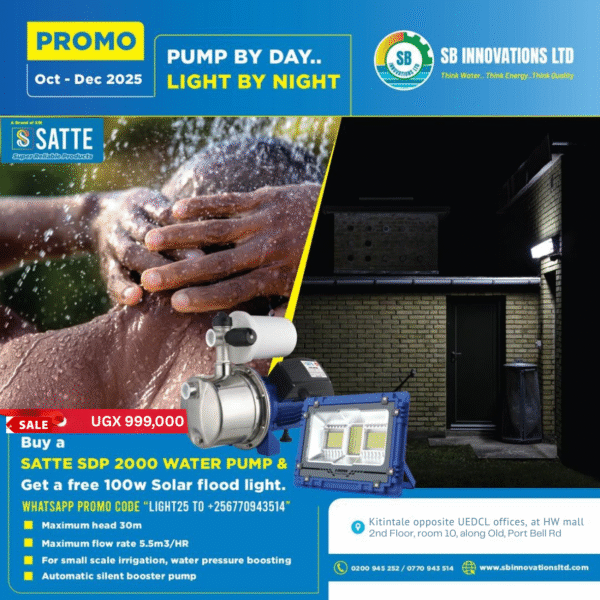SDP 2000 Water Pump Get a free 100W Solar flood light